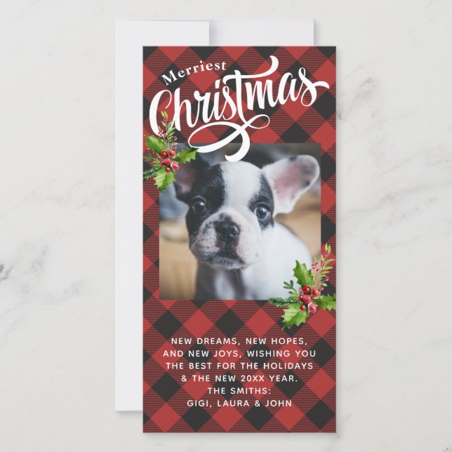 Carte photo Red Buffalo Plaid Christmas (Devant)