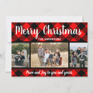 Carte photo Red Buffalo Plaid Christmas