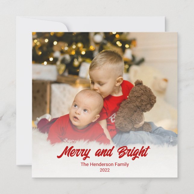 Carte Photo Red Merry et Bright Christmas Card (Devant)