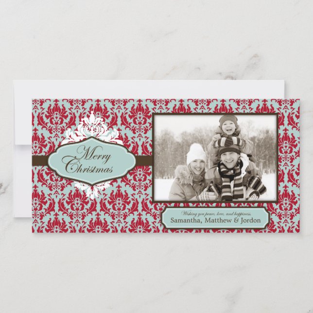 Carte photo rétro de Noël Brocade (Devant)