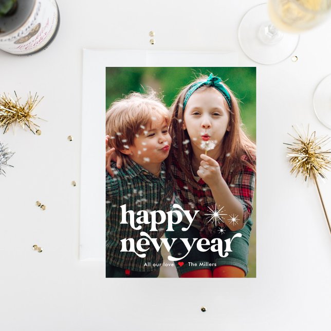 Carte photo rétro pour la Bonne Année (Créateur téléchargé)