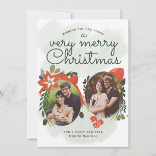 Carte photo Retro Vintage Floral de Noël