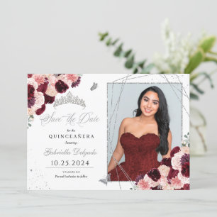 Carte photo Rose Bourgogne Quinceañera Enregistrer
