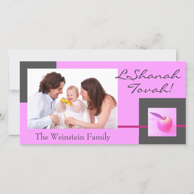 Carte photo rose d'Apple Rosh Hashanah (Devant)