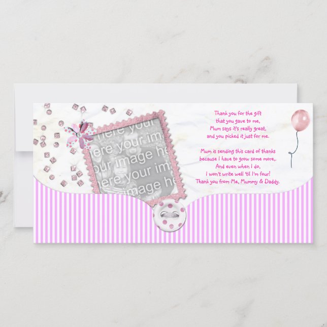 Carte photo rose de Merci de baby shower de bébé (Devant)