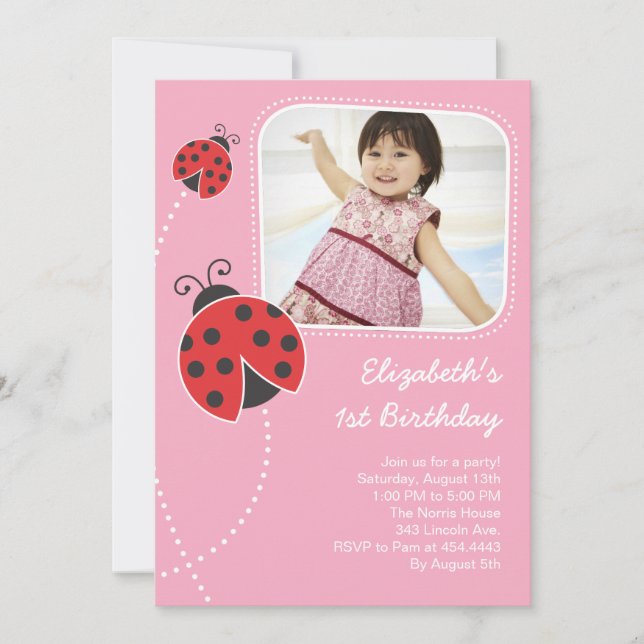Carte photo rose d'invitations d'anniversaire de (Devant)