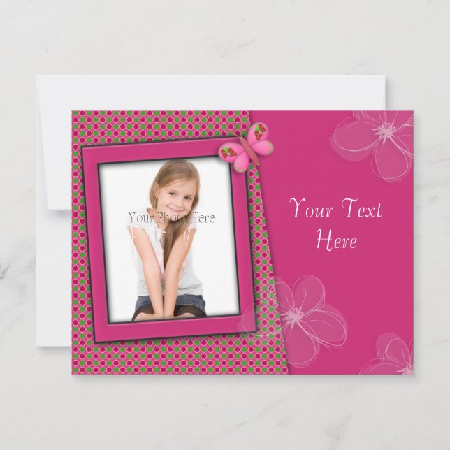 Carte photo rose fille (Devant)
