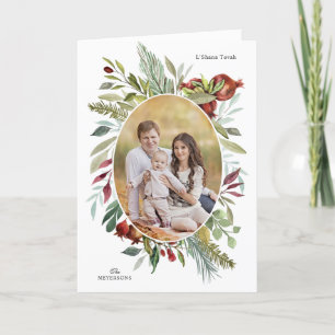 CARTE PHOTO ROSH HASHANAH WATERCOLOR FOLIAGE
