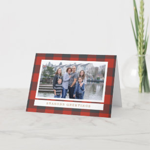 Carte photo rouge de vacances de plaid