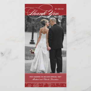 Carte photo rouge marron de Merci (4x8)