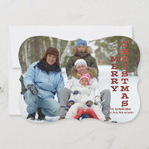 Carte photo rouge scintillant Joyeux Noël