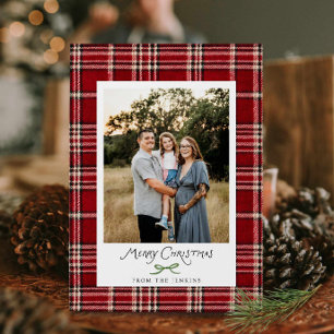 Carte photo Rustique Plaid Family Christmas