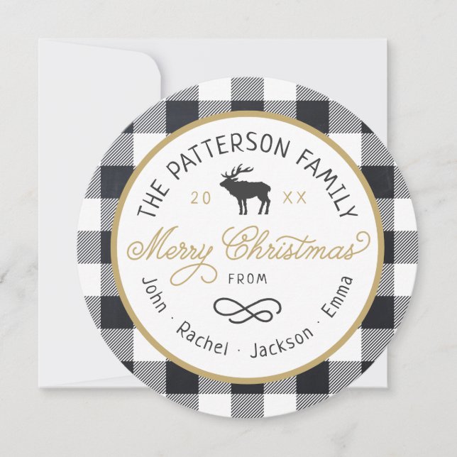 Carte photo Rustique Reindeer Round Christmas (Devant)