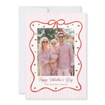 Carte photo Saint-Valentin Amour Ruban Rouge Rose
