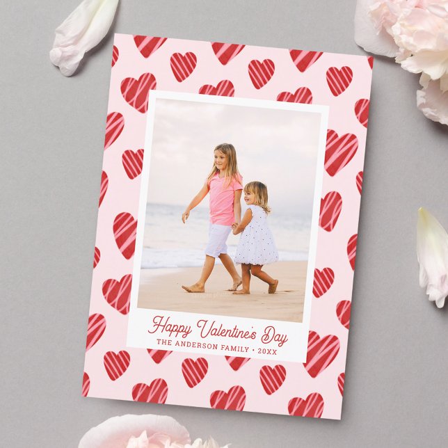 Carte photo Saint-Valentin coeurs rouges fantaisis (Créateur téléchargé)