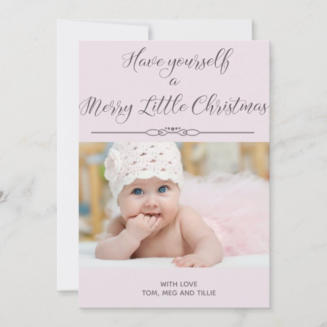 Carte photo Soft Pink Merry Little Christmas (Devant)