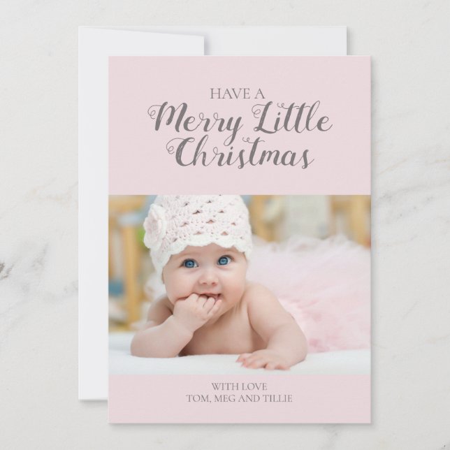 Carte photo Soft Pink Merry Little Christmas (Devant)