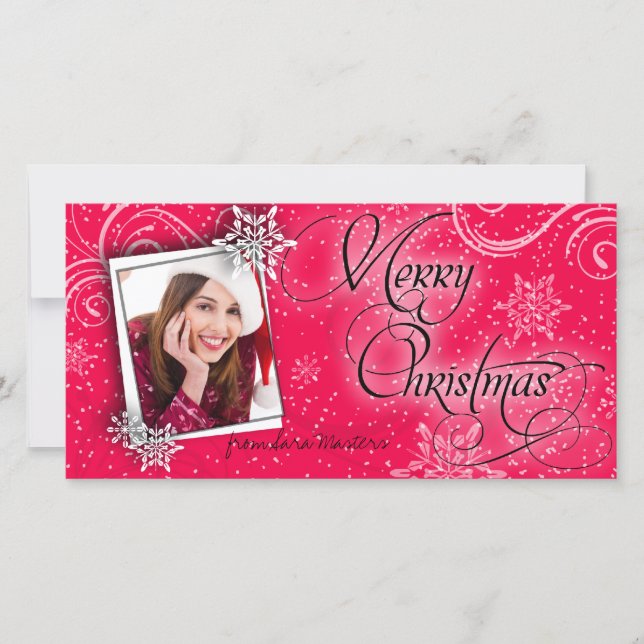 Carte photo stylée Flakes Neige Ruby Red Christmas (Devant)