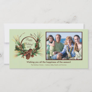 Carte photo stylish Pine Cone Wreath Holiday