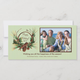 Carte photo stylish Pine Cone Wreath Holiday