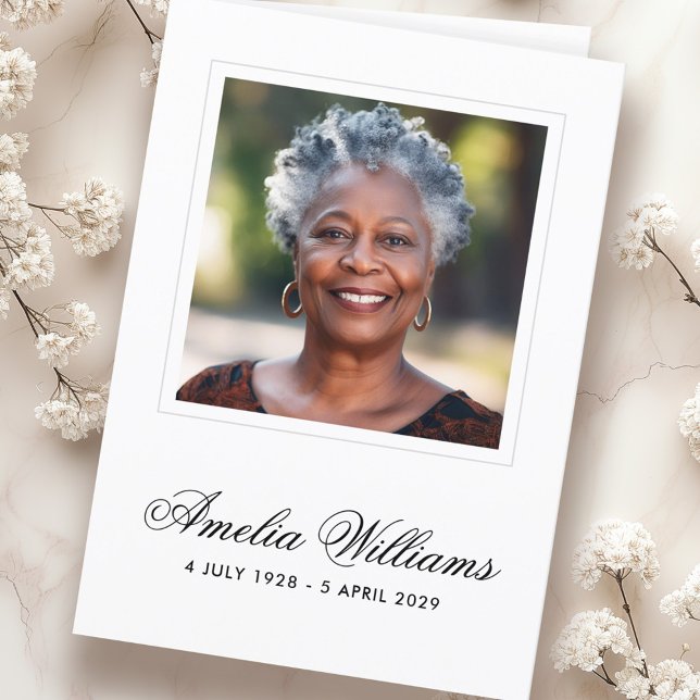 Carte Photo sympathie deuil merci plié (Photo sympathy bereavement thank you folded card)