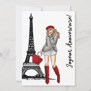 Carte Photo Tour Eiffel Chic, Anniversaire tendance de P