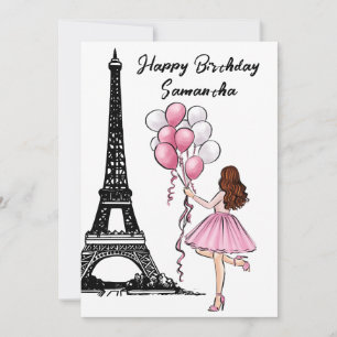 Carte Photo Tour Eiffel Chic, Ballons Paris Anniversaire