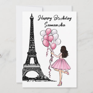 Carte Photo Tour Eiffel Chic, Ballons Paris Anniversaire