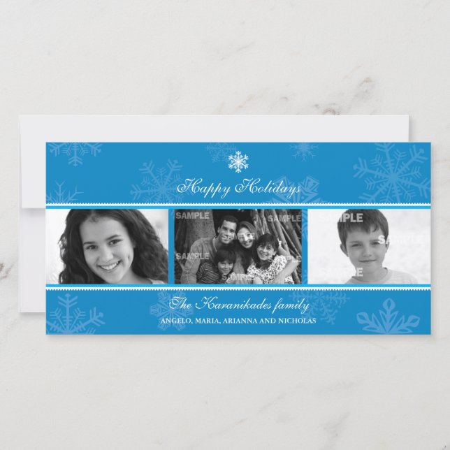 Carte photo triptyque Blue Snowflake (Devant)