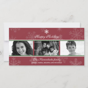 Carte photo triptyque Flocon de neige écarlate