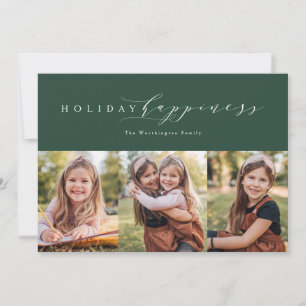 Carte photo verte de bonheur de vacances trois
