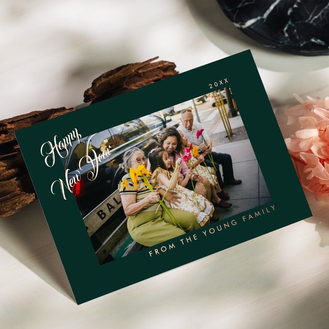 Carte photo verte minimaliste moderne 2026 (Créateur téléchargé)