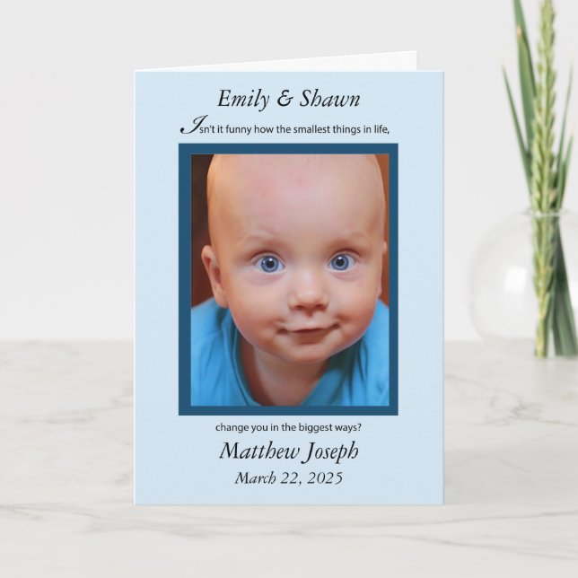 Carte Photo verticale Custom Félicitations Nouveau bébé (Devant)