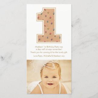 Carte photo vintage Baby Girl 1st Birthday Merci