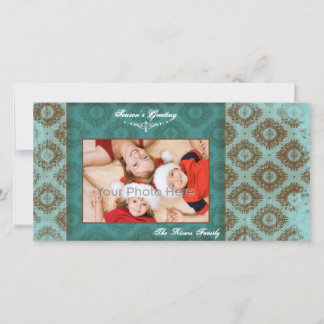 Carte photo vintage bleu de noël