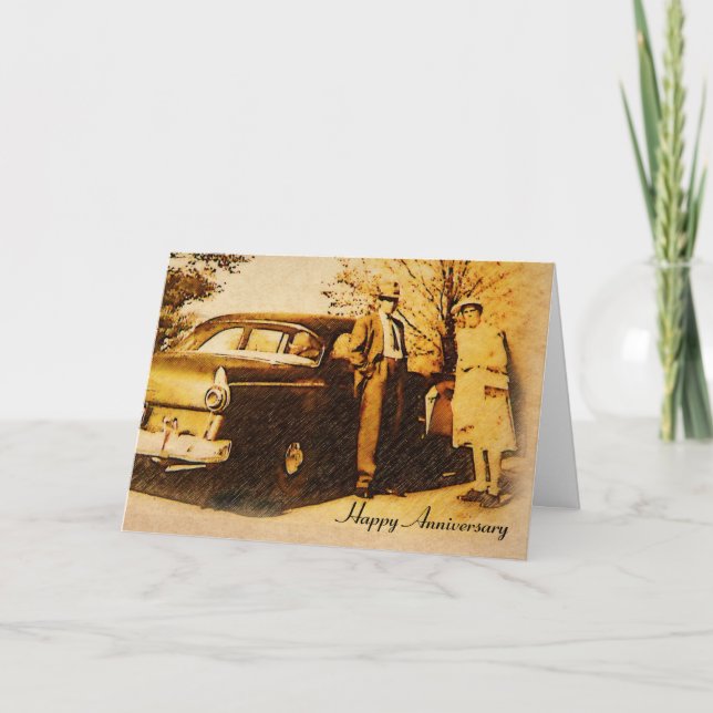 Carte Photo vintage Bonne Anniversaire Couple (Devant)