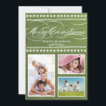 Carte photo vintage moderne Green Chalkboard<br><div class="desc">Vintage Moderne Typographie Panier Vert Carte photo de Noël</div>