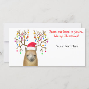 Carte photo Xmas Alpaca personnalisable