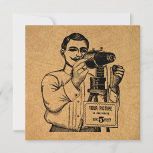 Carte Photographe antique avec caméra