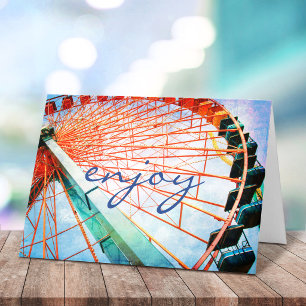 Carte Photographie de grande roue Profitez Script Gras M