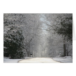 Carte, photographie de la scène de neige avec rout