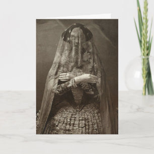 Carte Photographie Victorienne Effrayante d'une Femme Mo
