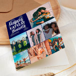 Carte Photos bleu marine moderne grille de collage 21 an<br><div class="desc">Cool moderne marine bleu photos collage grille 21 anniversaire,  ajoutez 8 de vos amis photo préférée avec une typographie de police de script élégante moderne et cool. Ajoutez votre message à l'intérieur.</div>