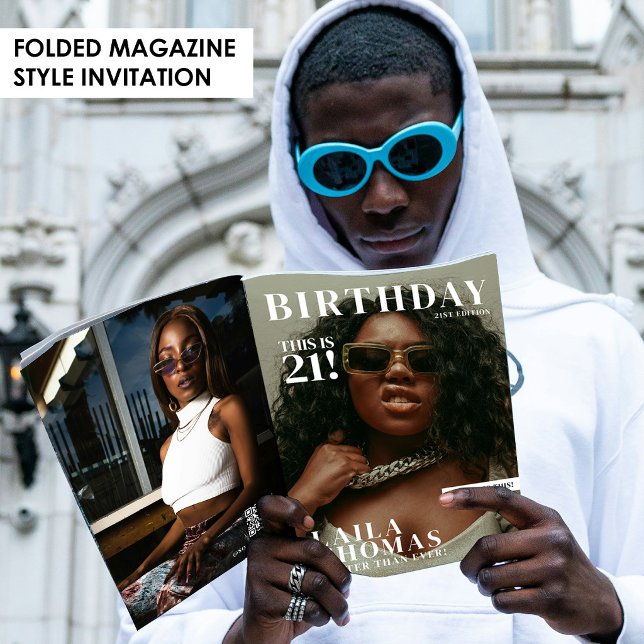 Carte Photos d'invitation de couverture de magazine pour (Birthday Party Magazine Cover Photos Invitation)