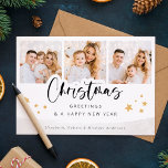 Carte Photos personnalisées voeux de Noël<br><div class="desc">Utilisez ces élégantes cartes de Noël modernes avec vos photos personnalisées,  nom et message de vacances personnalisé pour souhaiter à vos amis et à votre famille un joyeux Noël. Vous pouvez même changer le motif et la couleur du dos.</div>