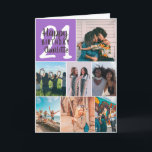 Carte Photos violettes fillette cool grille de collage 2<br><div class="desc">Cool moderne violet photos collage grille 21 anniversaire,  ajoutez 8 de vos amis photo préférée avec une typographie de police de script élégante moderne et cool. Ajoutez votre message à l'intérieur.</div>