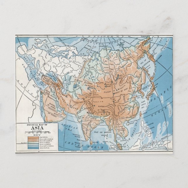 Carte physique de l'Asie (1916) (Devant)