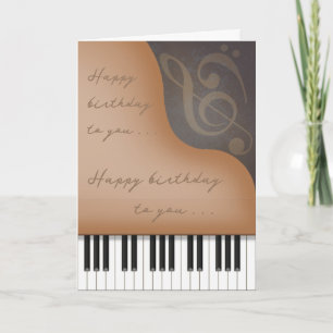 Carte Piano Brown Whimsical Charme Personnalisé Annivers
