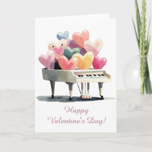 Carte Piano de l'amour Saint-Valentin cœurs