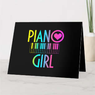 Carte Piano Girl Funny Pianist notes musicales Keybo de